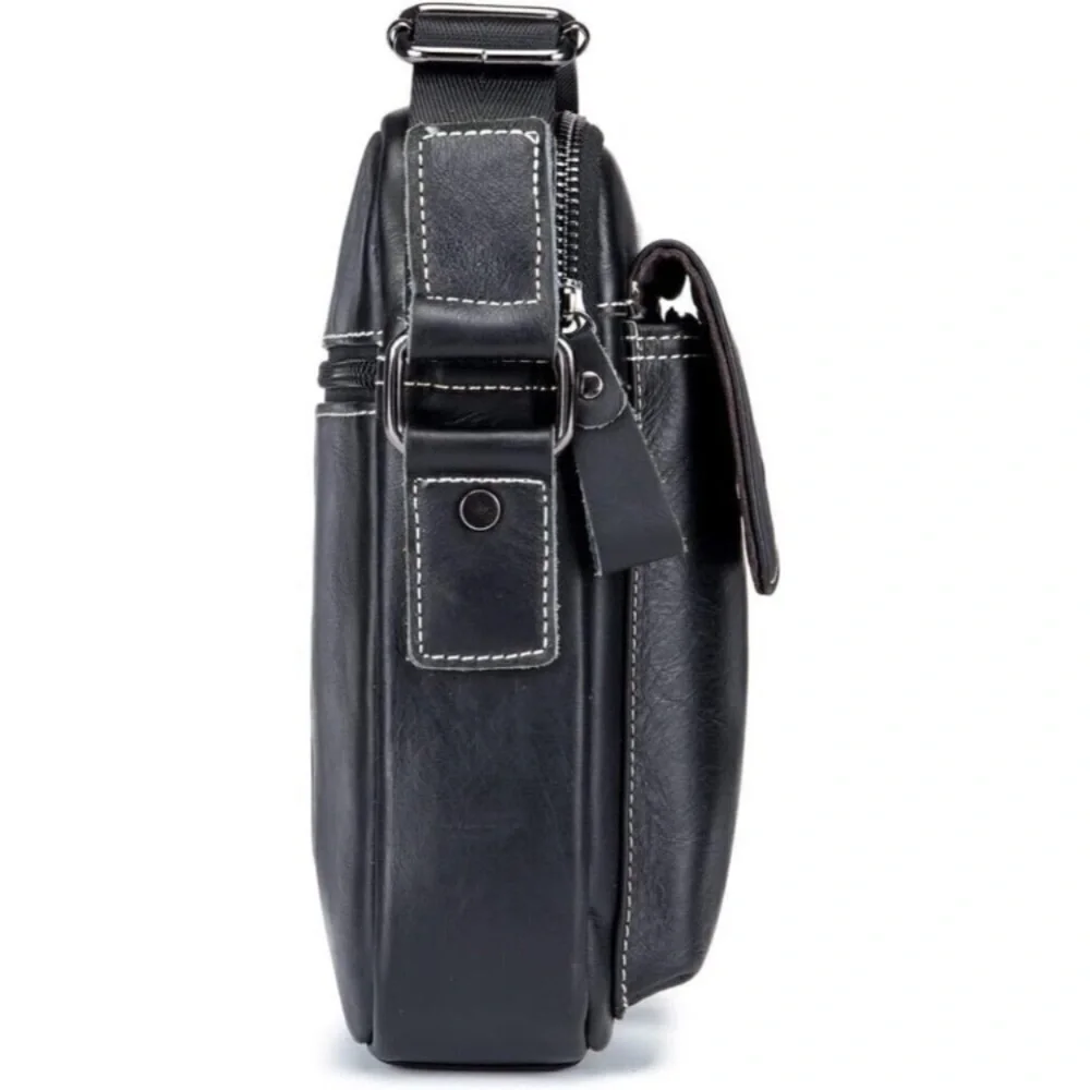 👉 Men Black Leather Genuine Sling Small Pack Crossbody Business Messenger Bags